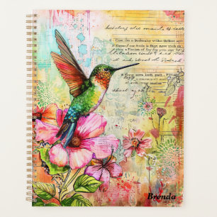 Agenda Retro Watercolor Hummingbird
