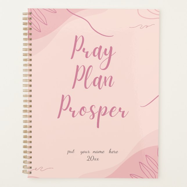 Agenda Reze Rosa Planeje Prosperar Fé Diária Baseada (Frente)