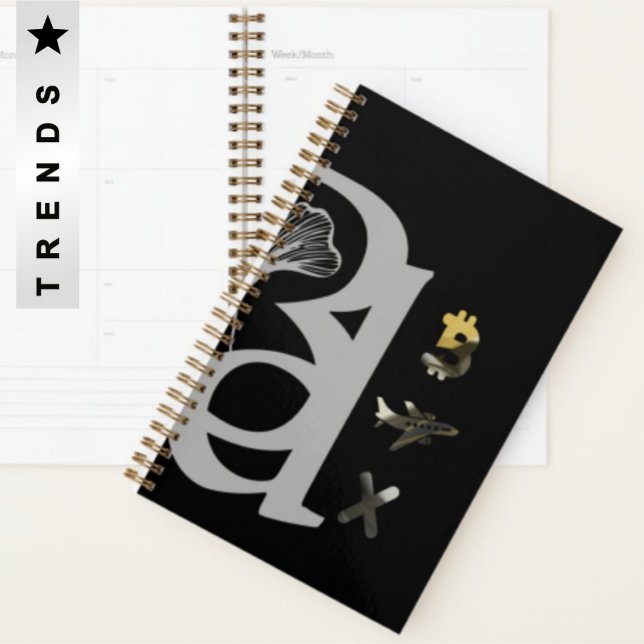 Agenda RICH Planner Trend Abstrato Art Black White Dourad (Criador carregado)