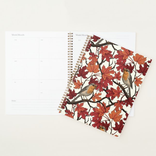 Agenda Robins in maple tree on off white (Exibição)