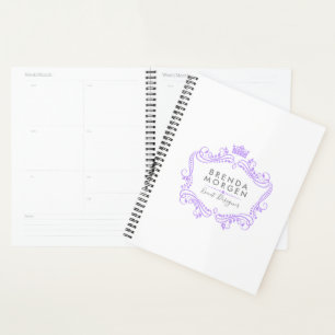 Agenda Rochas roxas claras e quadro de copas