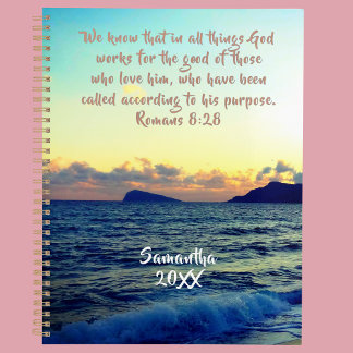 Agenda Romans 8:28 Pôr do Sol Suave Fé Cristã