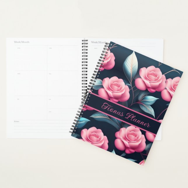 Agenda romantische, zarte, rosa Rosen Muster (Exibição)
