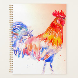 Agenda Rooster Watercolor Bird Kids Boys Notebook