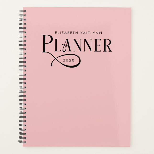 Agenda Rosa Bege Personalizado Moderno (Frente)