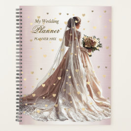 Agenda Rosa Casamento no inverno Noiva Ouro Shiny Heart P