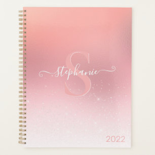 Agenda Rosa cor-de-rosa Brilhante Brilhante Monograma
