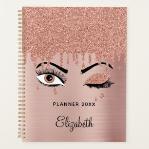 Agenda Rosa cor-de-rosa Dourado Eyelashes Diminuindo bril