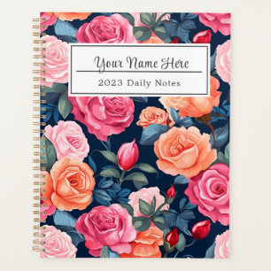Agenda Rosa cor-de-rosa-vermelho Design de padrão laranja