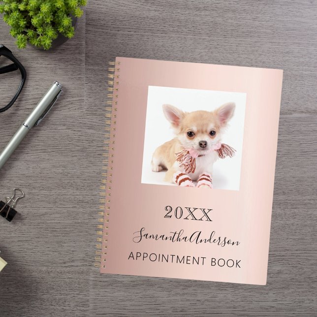 Agenda Rosa de foto personalizada de gato (Criador carregado)