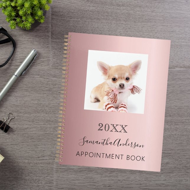 Agenda Rosa de foto personalizada de gato (Criador carregado)