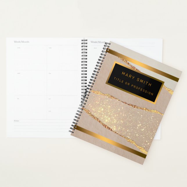 Agenda Rosa de Lúxury Glitter Dourado (Exibição)