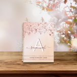 Agenda Rosa de monograma - estrelas modernas cor-de-rosa<br><div class="desc">Um rosa dourado na moda feminino e feminino e um fundo de gradiente cor-de-rosa com rosa dourado e estrelas cor-de-rosa a pingar. Personalize e adicione seu nome, letra monográfica e um título. O título dentro faux glitter ribbons. Um planejador para organizar clientes de negócios, compromissos, fazer listas ou sua vida...</div>