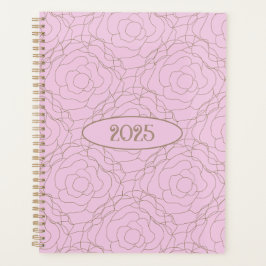 Agenda rosa de vidro estampado 2025: Rosa Dourado a rosa