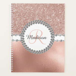 Agenda Rosa Dourada Bling Diamond Monographic Girly