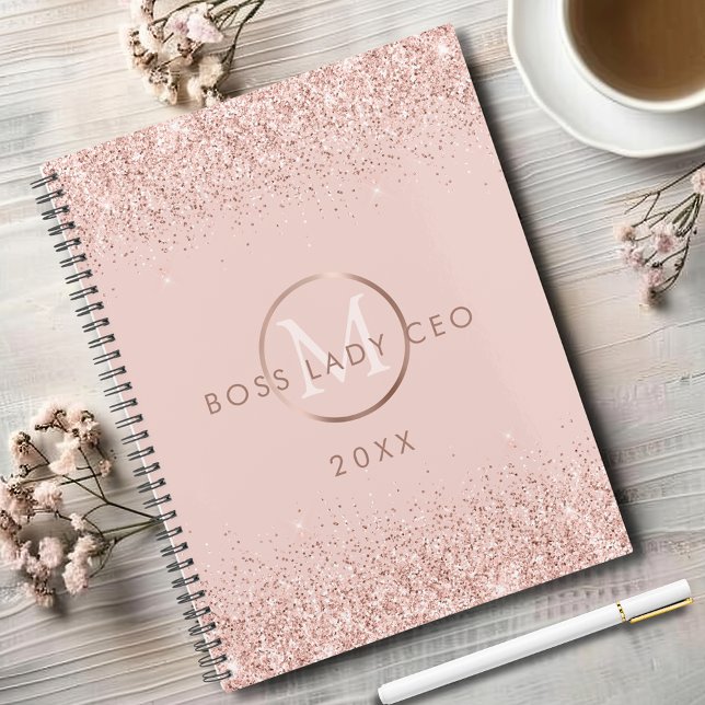Agenda Rosa Dourada Glitter Boss Lady CEO Blush Pink (Rose Gold Glitter Boss Lady CEO Blush Pink Annual Planner)