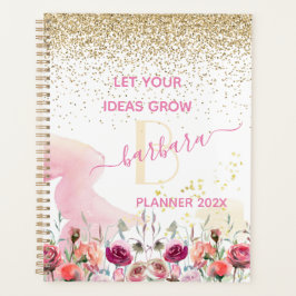 Agenda rosa Dourado 2022 - Monograma brilhante cor-de-ros