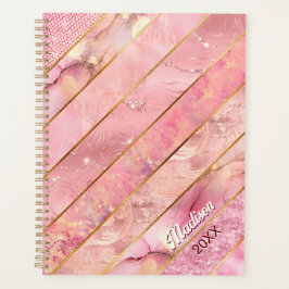 Agenda Rosa dourado-chic - geométrico elegante