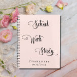 Agenda Rosa dourado estudo tipografia 2023<br><div class="desc">Um rosa de ouro feminino,  fundo de pincel. Personalize e adicione um nome e ano. Texto negro: Escola,  trabalho,  estudo</div>