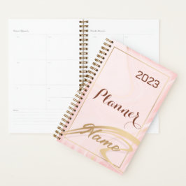 Agenda Rosa dourado glitter monograma nome 2023 planejado