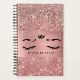 Agenda Rosa Dourado Livro de Compromissos de Lashes