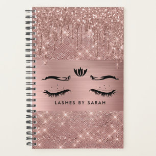 Agenda Rosa Dourado Livro de Compromissos de Lashes