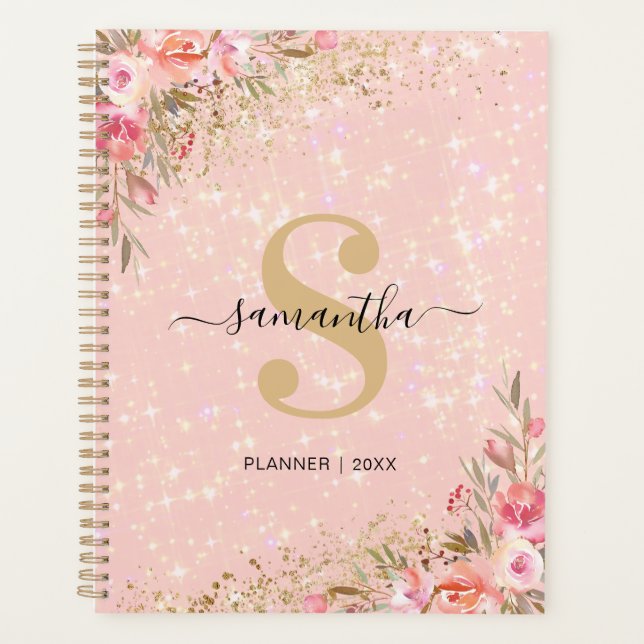 Agenda Rosa Dourado Moderno Floral 2026 (Frente)
