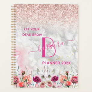 Agenda Rosa Dourado - Monograma do Mármaco Leve-Rosa Esb