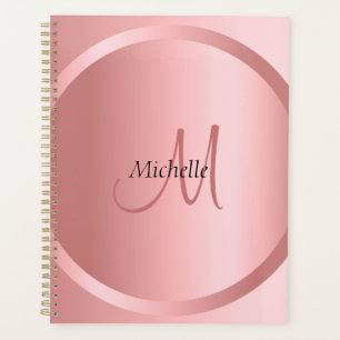 Agenda Rosa Dourado Monograma Elegante Modelo moderno