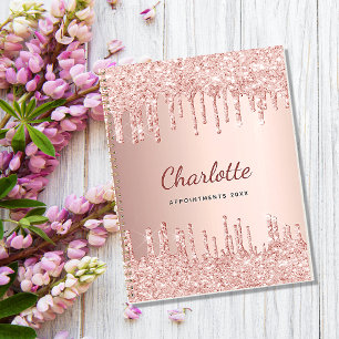 Agenda Rosa dourado monograma luxuoso 2022