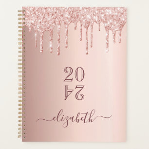 Agenda Rosa dourado pincelado pingos 2026