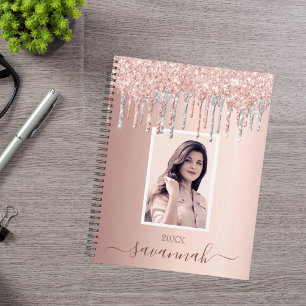 Agenda Rosa dourado pino prateado gota a foto