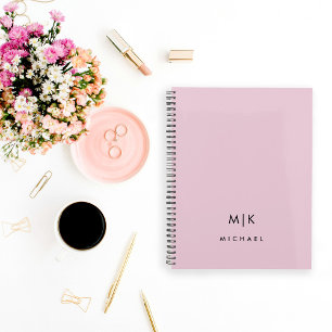 Agenda Rosa e Preto Monograma moderno
