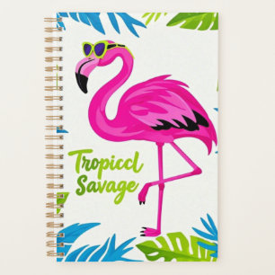 Agenda Rosa flamingo Tropical de pé numa perna
