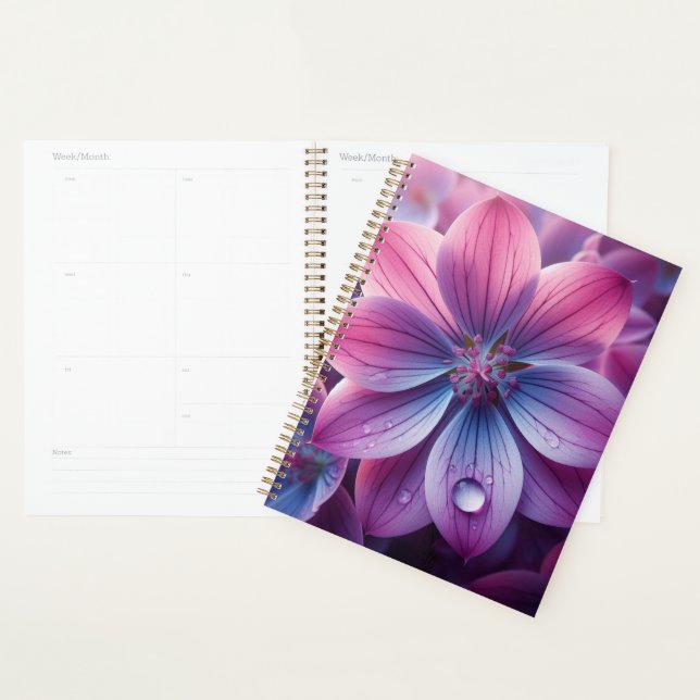 Agenda Rosa Floral e Lilás Roxo (Exibição)