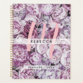Agenda Rosa Floral Girly Pink Script Monograma 2023