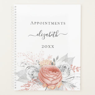 Agenda Rosa gold floral foliage white name 2022