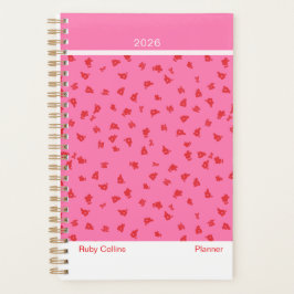 Agenda Rosa Jogo Floral Minimalista Espalhada
