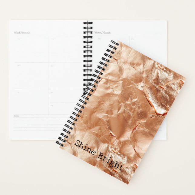 Agenda Rosa Peach Dourado Glam (Exibição)