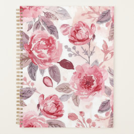 Agenda Rosa Peônia Rosa Aguarela Jardim Floral