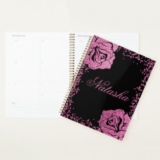 Agenda Rosa Preto-Preto - Cinza Cinza Rosa Cintilante Chi