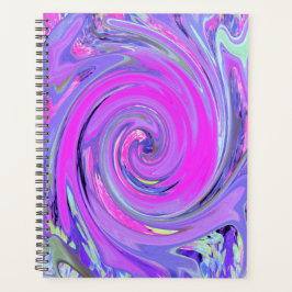 Agenda Rosa Quente Colorida e Roxo Boho Hippie Swirl