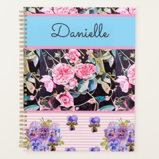 Agenda Rosa Rosa Choque Pink Watercolor Rosas Rosa Azul