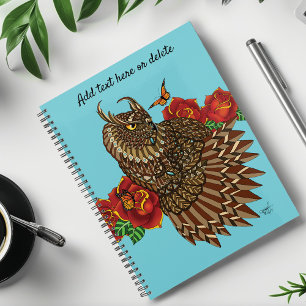 Agenda Rosa vermelha Coruja Azul