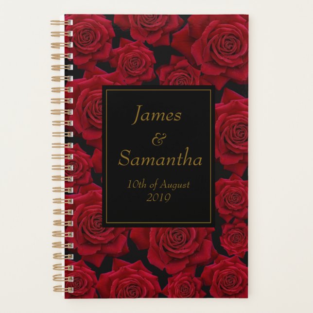 Agenda Rosa vermelha Elegante - Casamento (Frente)
