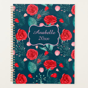 Agenda Rosa Vermelha & Folhas Verdes Personalizado