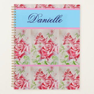 Agenda Rosa Vermelha Shabby Chic Rosas Aquarela Rosa Azul