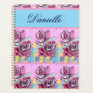 Agenda Rosa Vermelha Shabby Chic Rosas Aquarela Rosa Azul