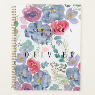 Agenda rosa vermelho e azul