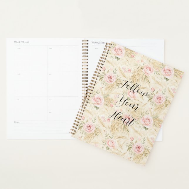 Agenda Rosas Cor-de-Rosa Floral (Exibição)